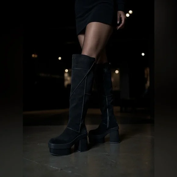 UGG New Heights Platform Xtra Over-the-Knee Black Boots - Picture 2 of 15